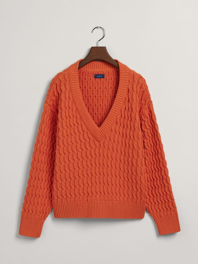 Orange v shop neck sweater