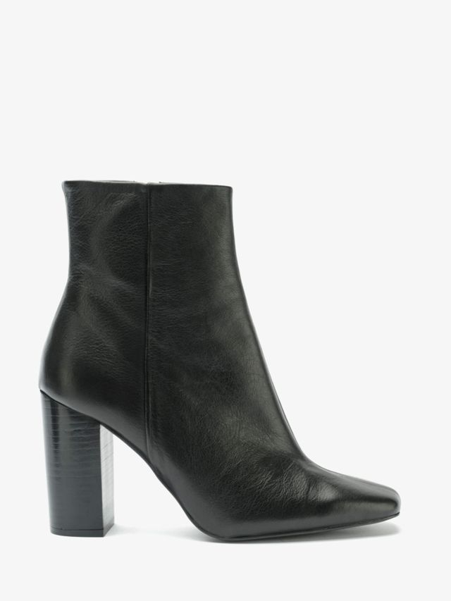 Mint Velvet Lyla High Heel Leather Ankle Boots, Black, 3