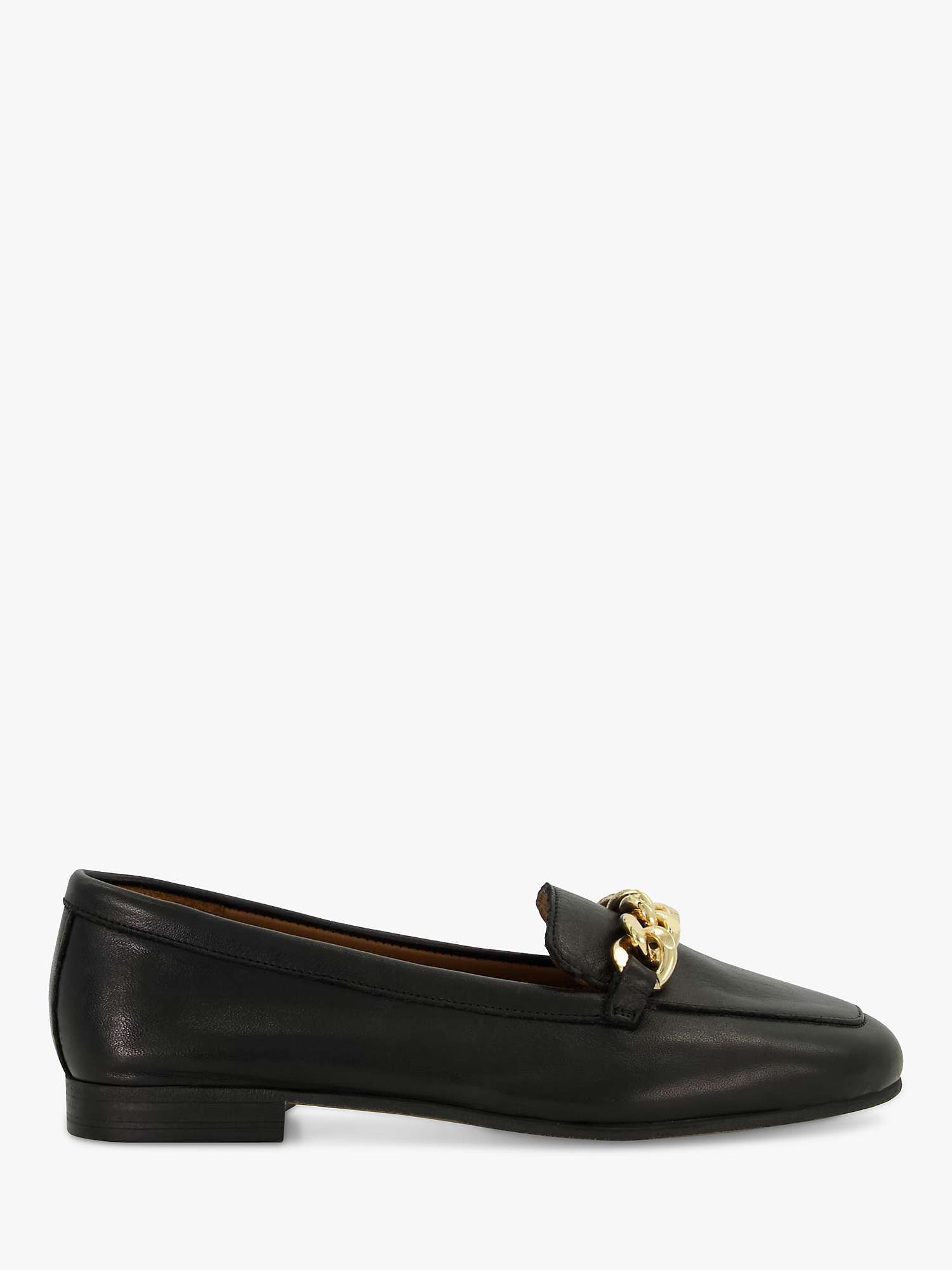 Buy Dune Goldsmith Wide Fit Leather Chain Detail Loafers, Black Online at johnlewis.com