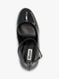 Dune Artist Leather Ankle Strap Patent Platform Court Shoes, Black