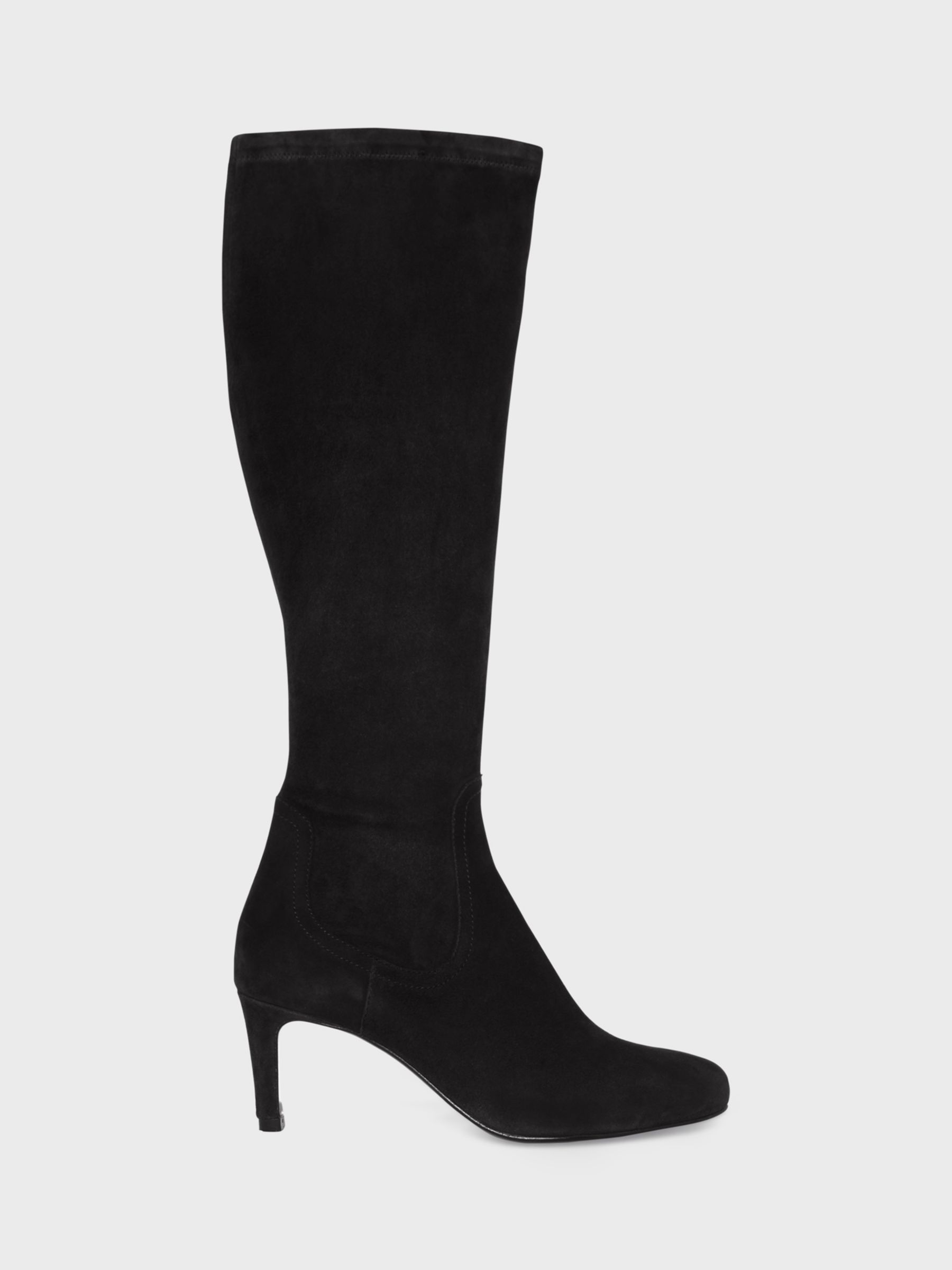 Hobbs Lizzie Leather Stretch Boots, Black, 3