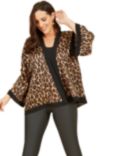 Mela London Curve Animal Print Satin Kimono, Brown