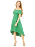 Mela London Bardot Dipped Hem Dress, Bright Green