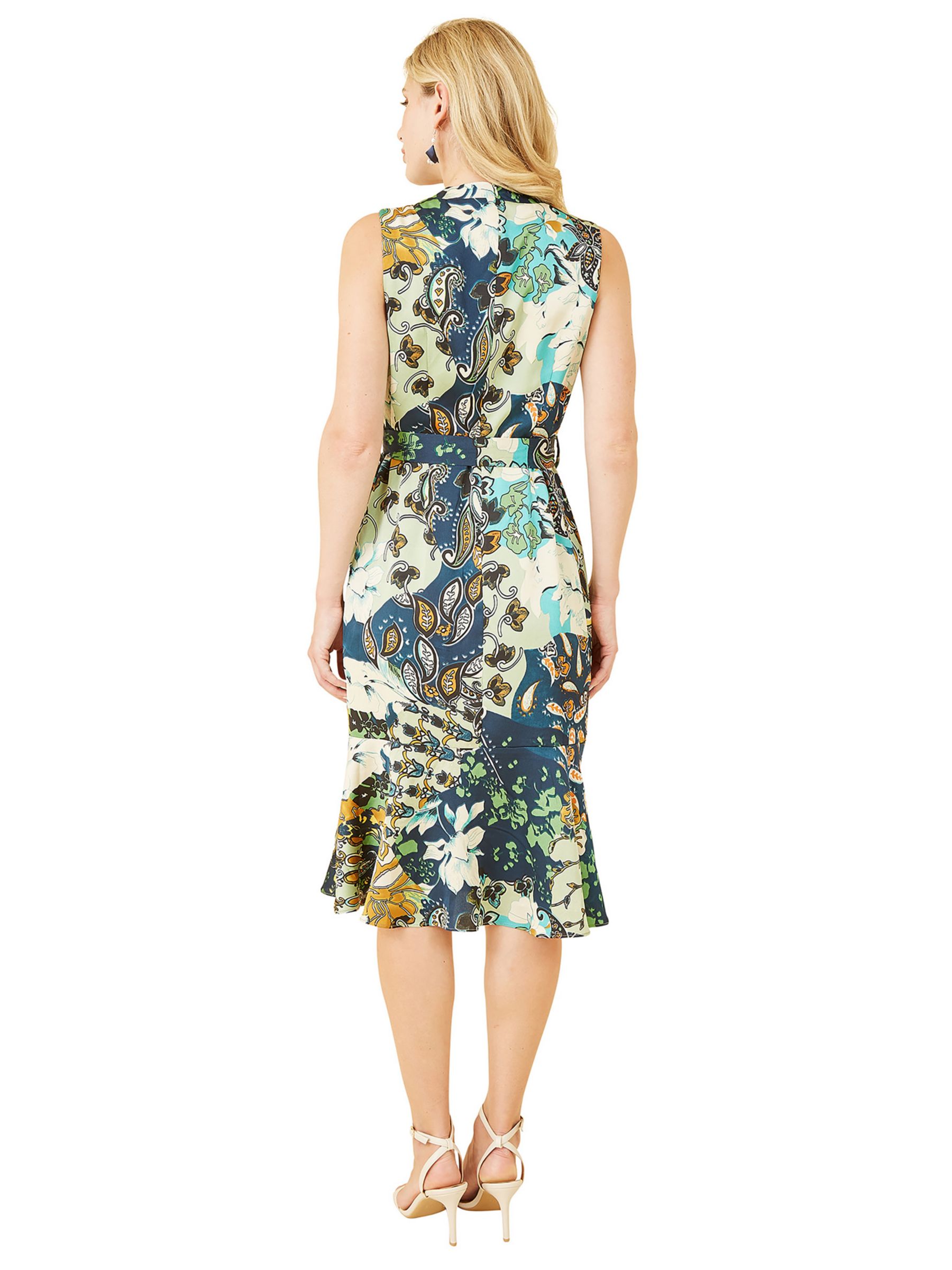 Buy Mela London Patchwork Paisley Satin Midi Dress, Green Online at johnlewis.com
