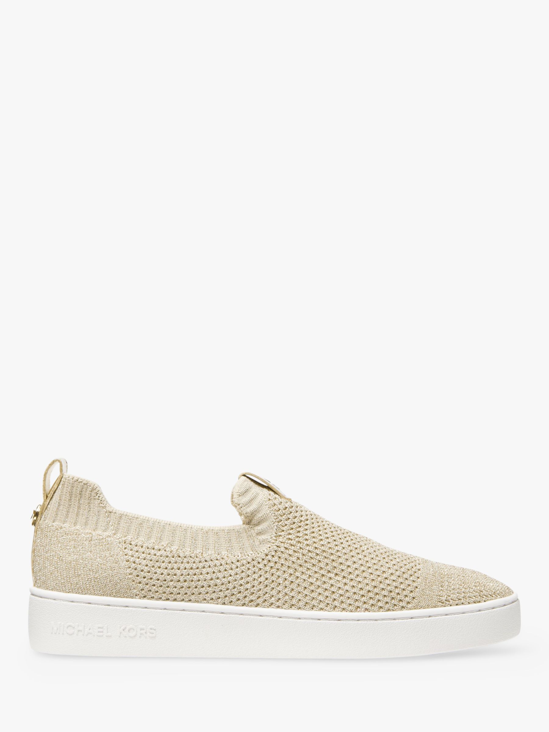 MICHAEL Michael Kors Juno Knit Slip-On Trainers, Pale Gold at John Lewis &  Partners