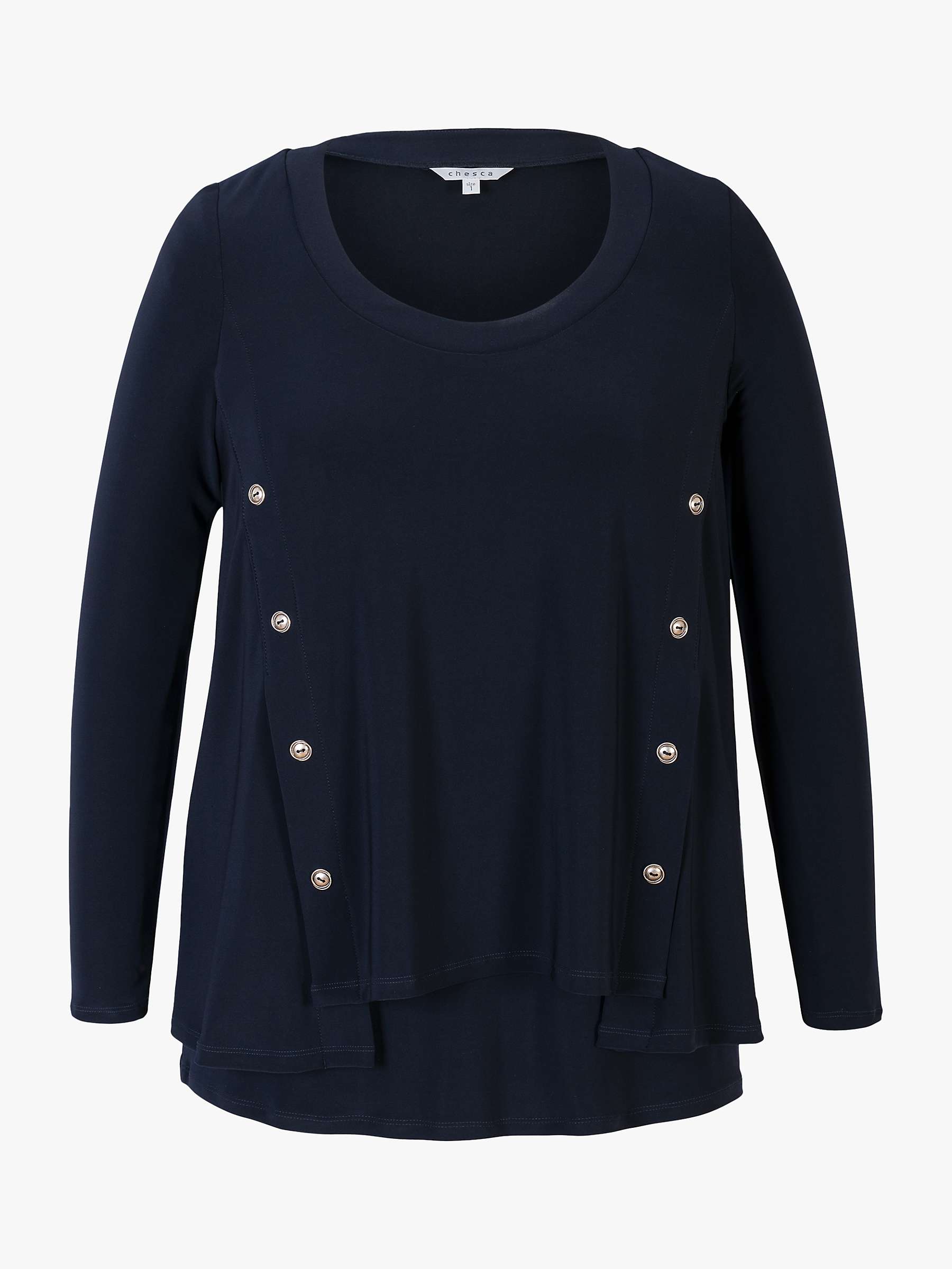 Buy chesca Button Trim Top, Navy Online at johnlewis.com