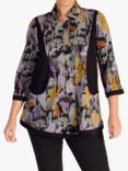 chesca Abstract Floral Print Contrast Panels Jacket, Grey/Multi