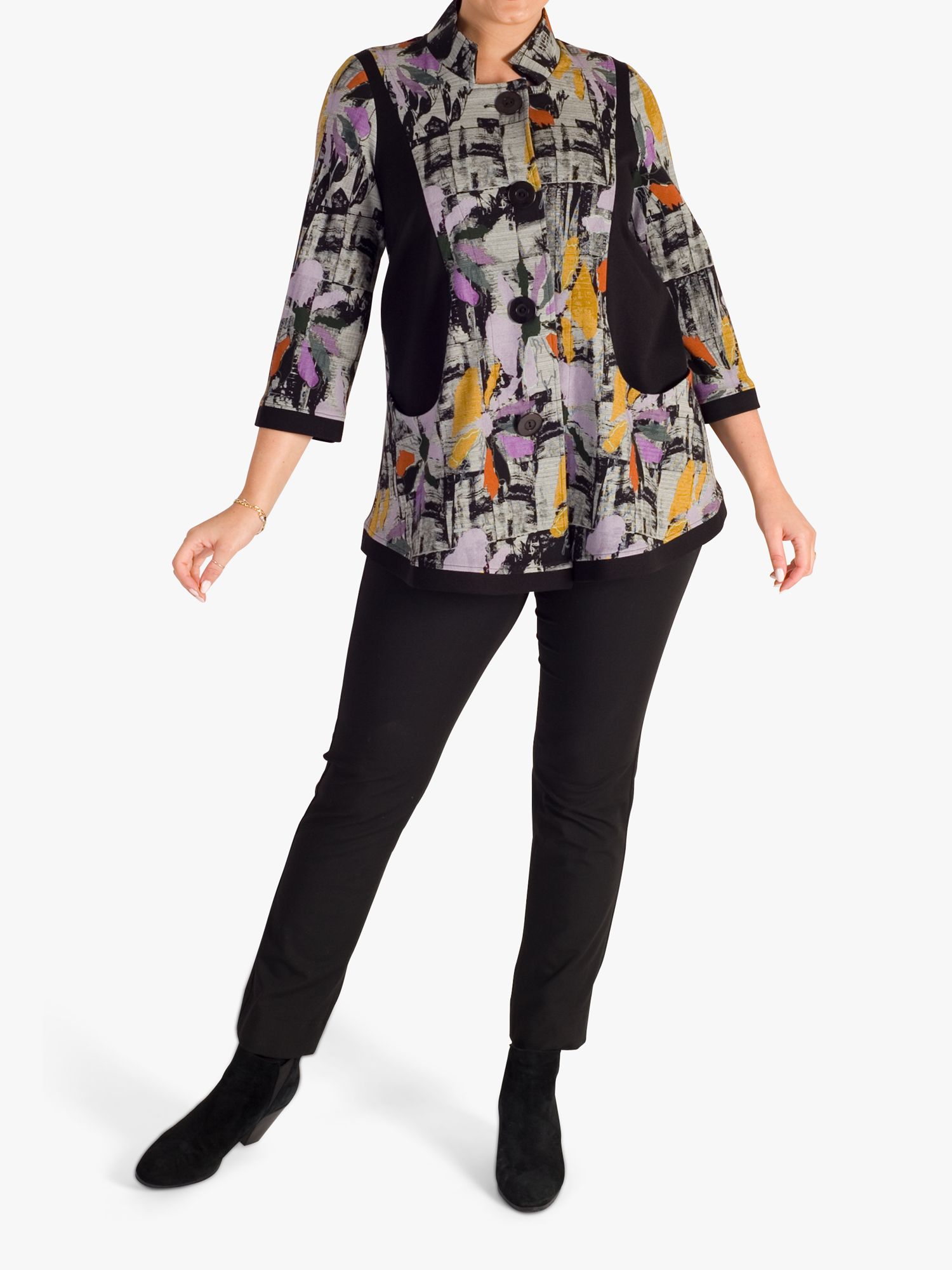 Buy chesca Abstract Floral Print Contrast Panels Jacket, Grey/Multi Online at johnlewis.com