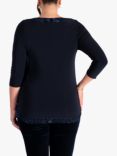 chesca Faux Wrap Jersey Top, Navy