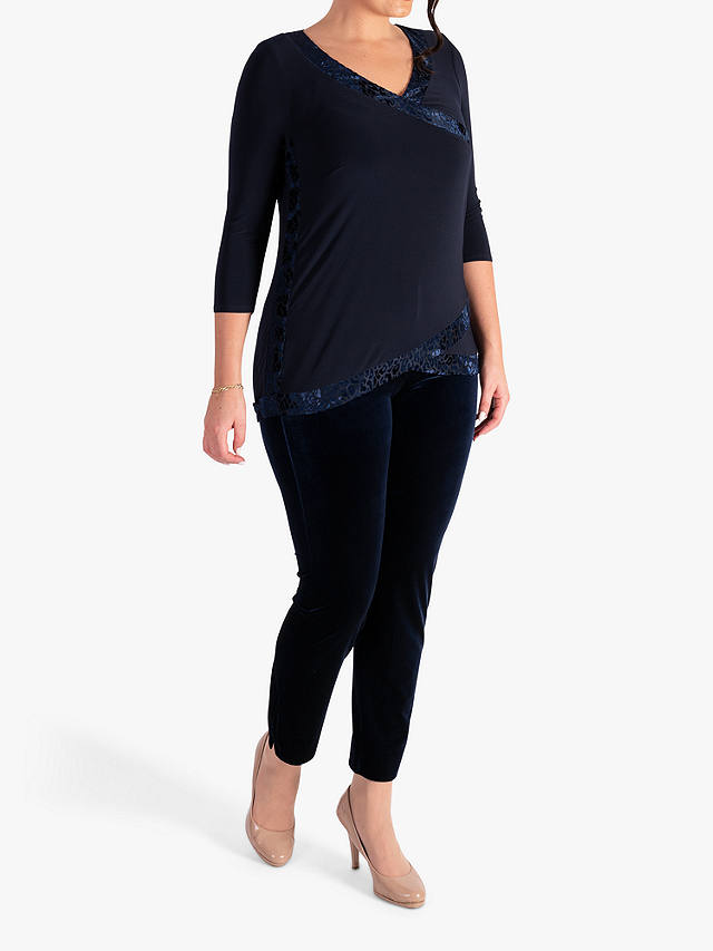 chesca Faux Wrap Jersey Top, Navy