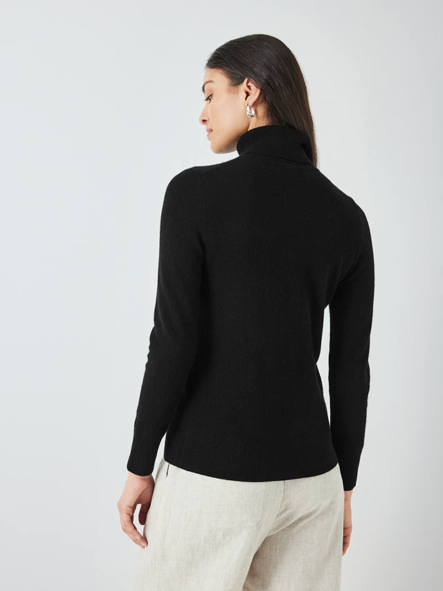 John Lewis Cashmere Roll Neck Jumper, Black Black