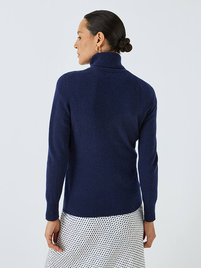 John Lewis Cashmere Roll Neck Jumper, Blue Navy