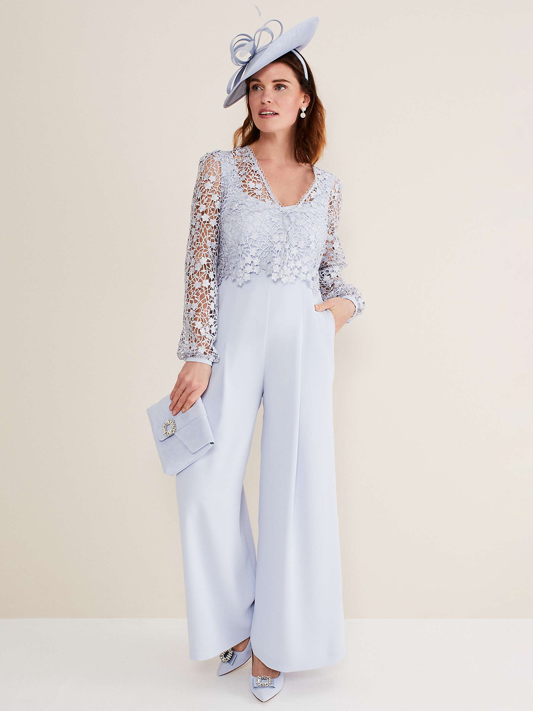 Buy Phase Eight Mariposa Lace Jumpsuit, Cornflower Online at johnlewis.com