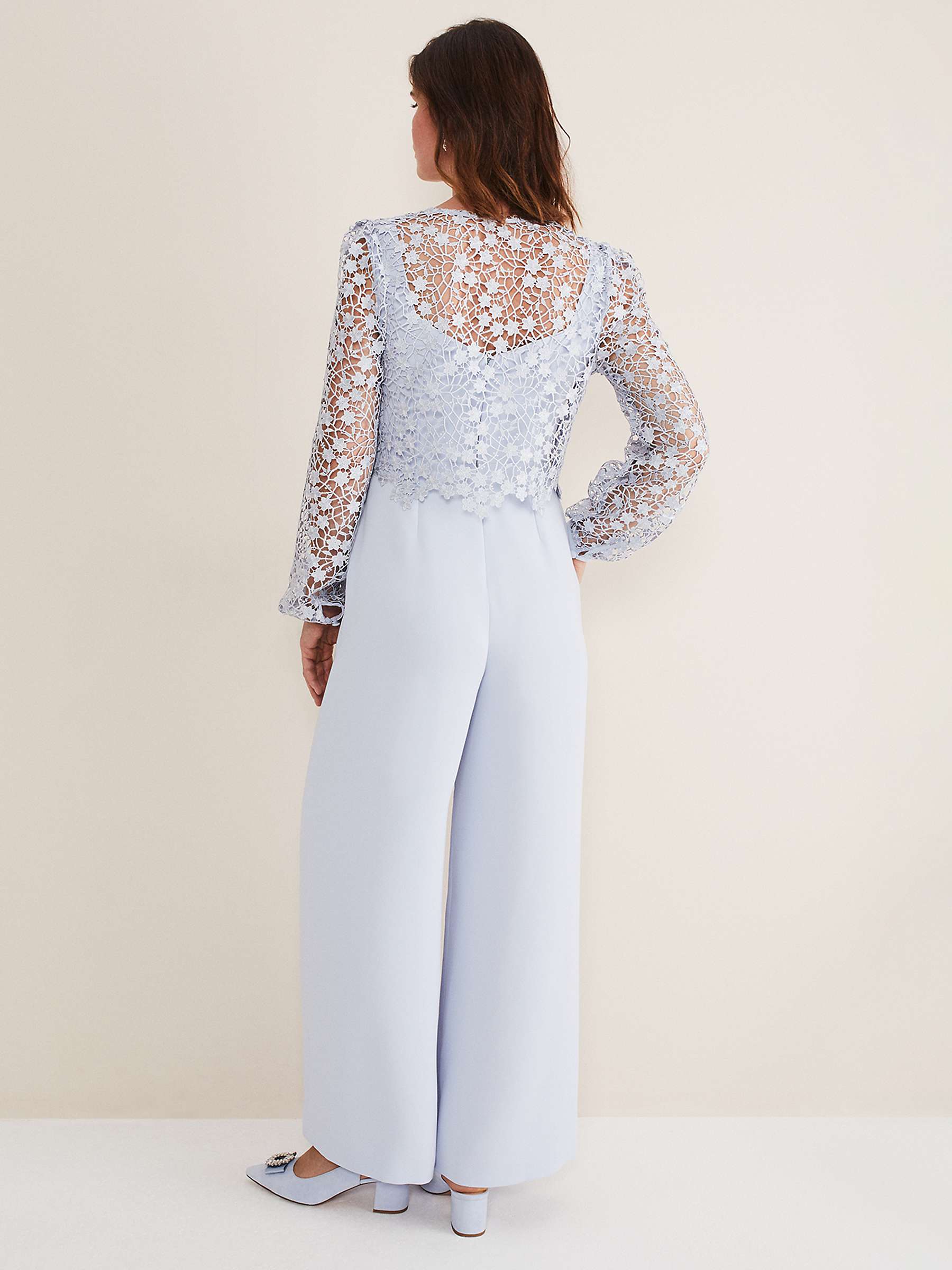 Buy Phase Eight Mariposa Lace Jumpsuit, Cornflower Online at johnlewis.com