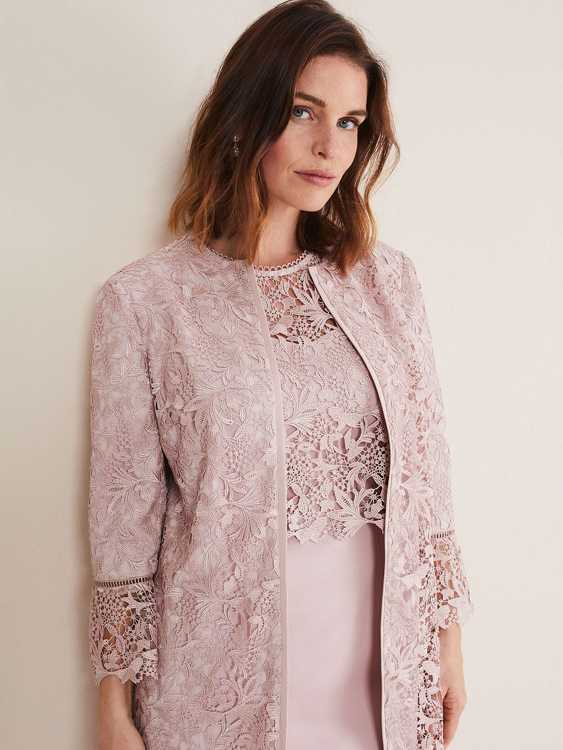 Buy Phase Eight Isabella Lace Coat, Antique Rose Online at johnlewis.com