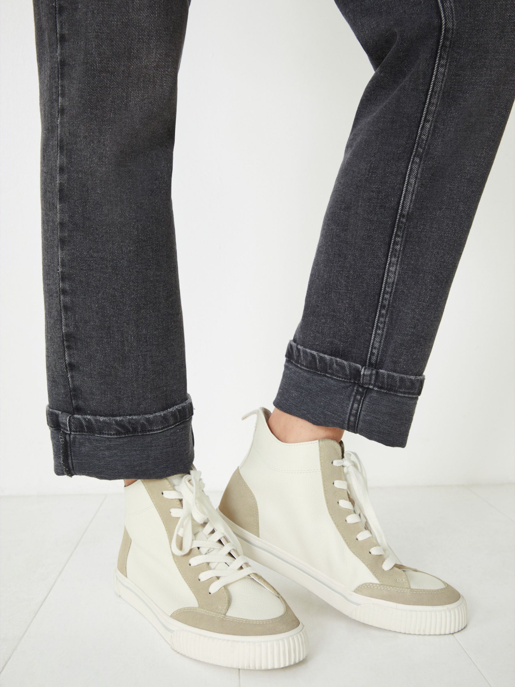 HUSH Auden Leather Hi Top Trainers, White at John Lewis & Partners