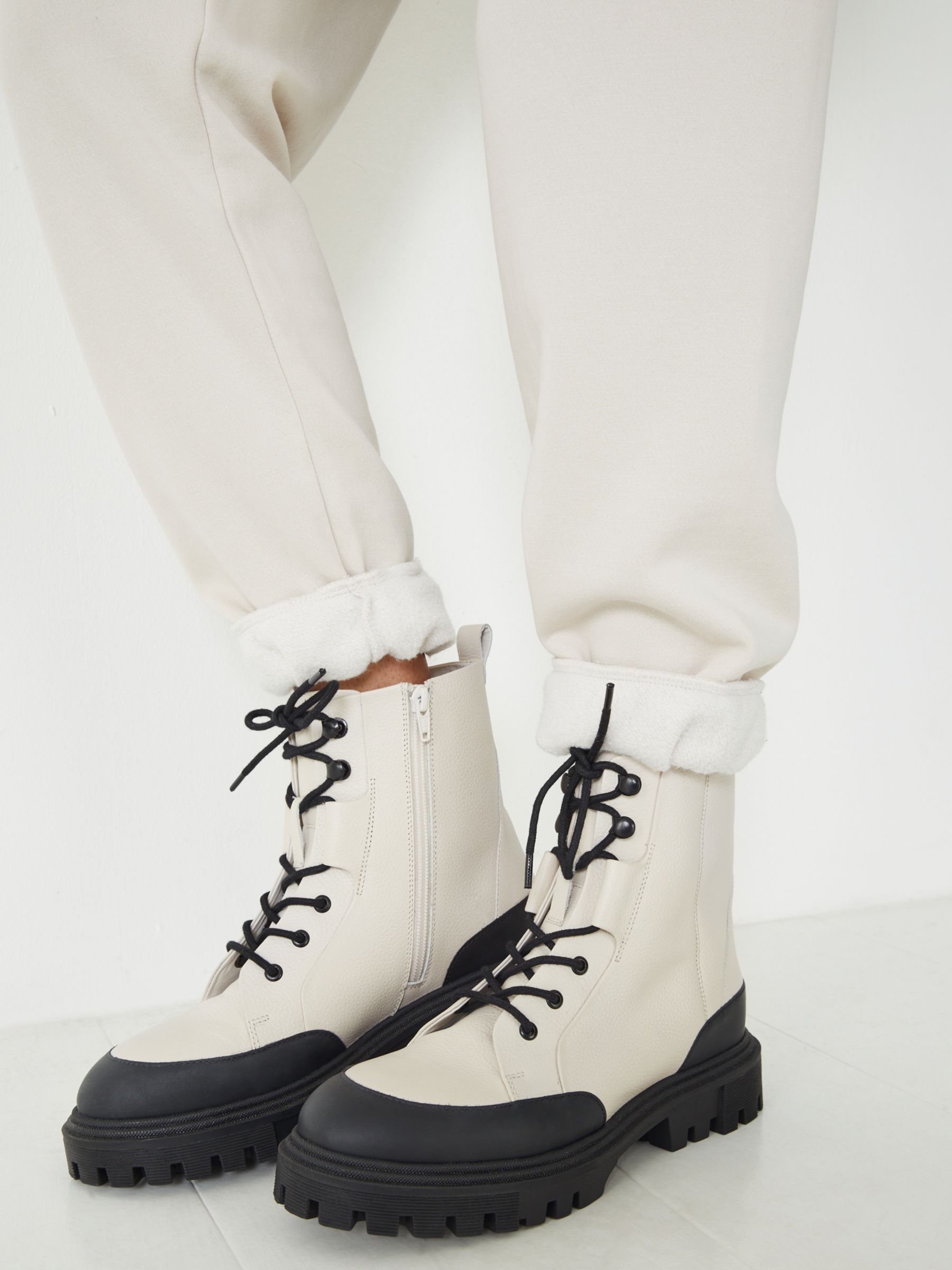 HUSH Colleen Leather Boots, Off White, 3