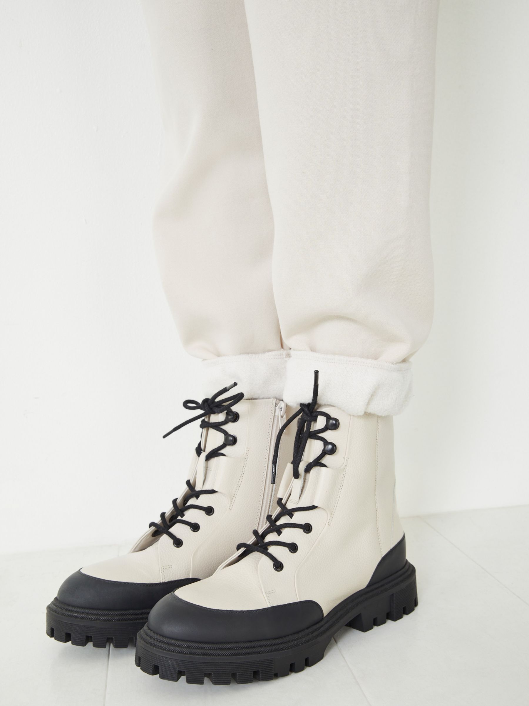 HUSH Colleen Leather Boots, Off White at John Lewis & Partners