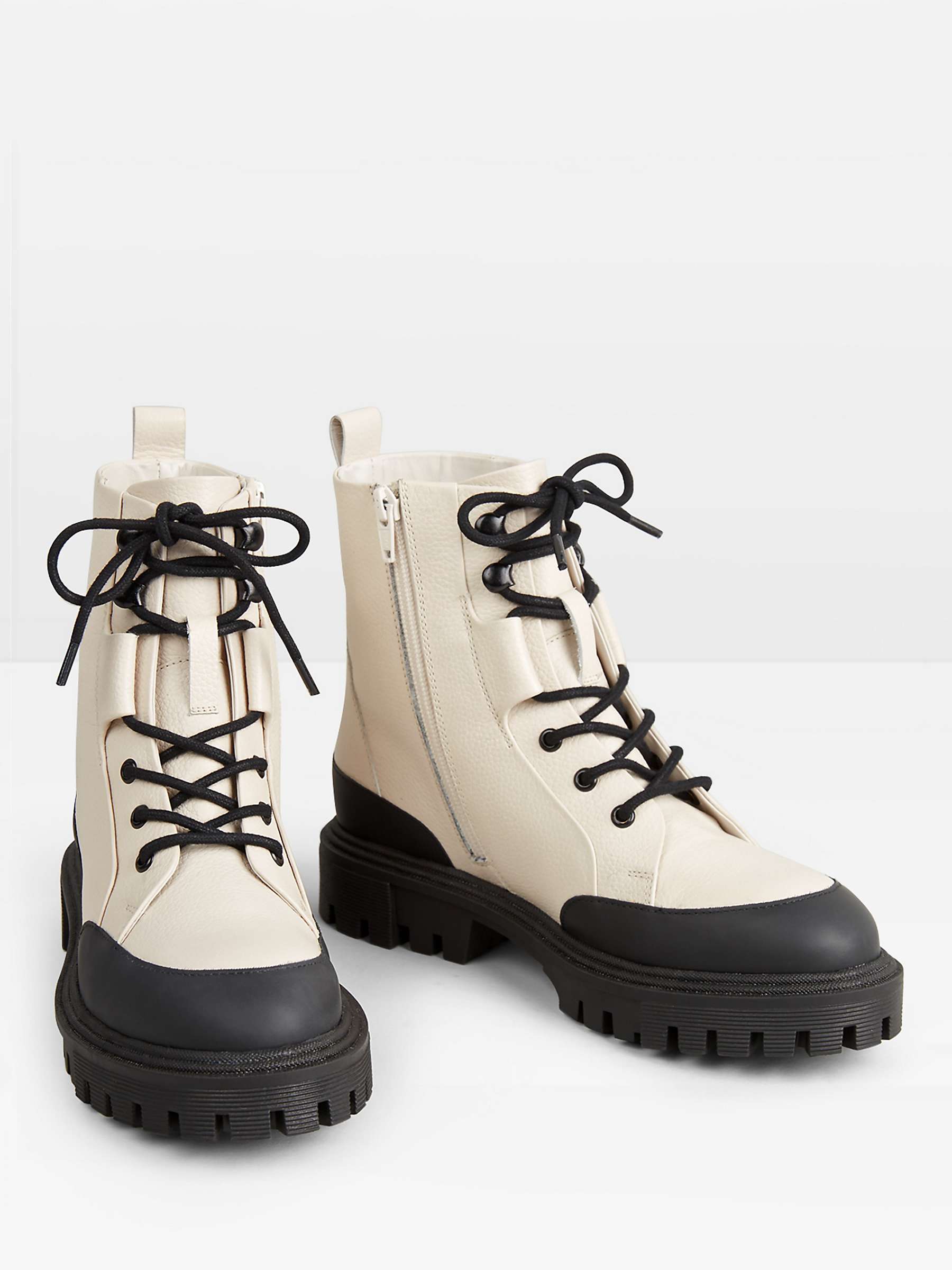 Buy HUSH Colleen Leather Boots, Off White Online at johnlewis.com