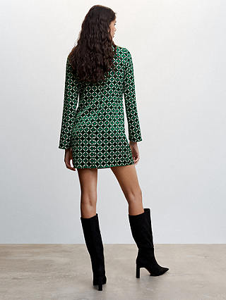 Mango Martin Geometric Print Mini Dress, Green/Multi