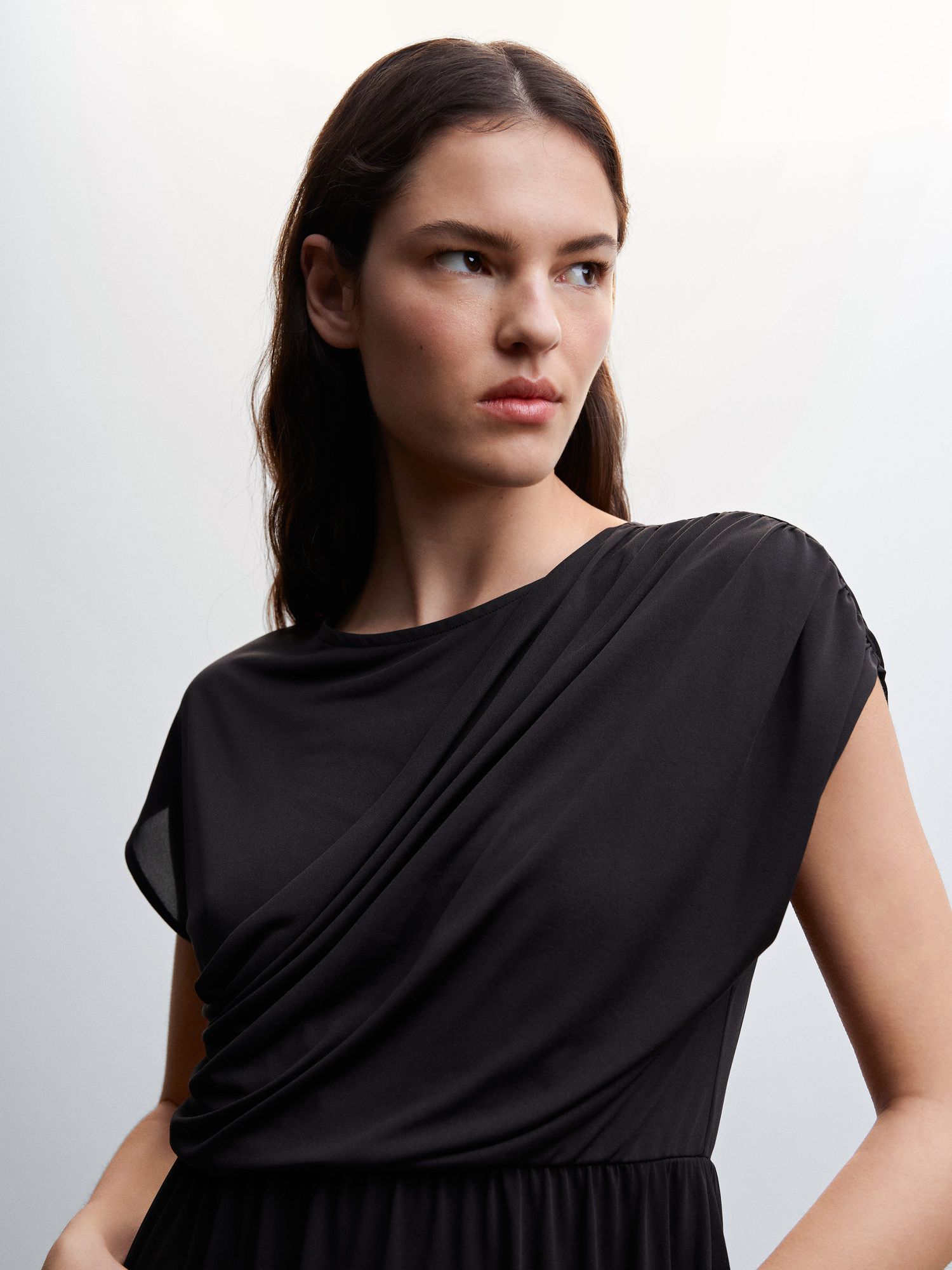 Mango Wrap Detail Midi Dress, Black at John Lewis & Partners