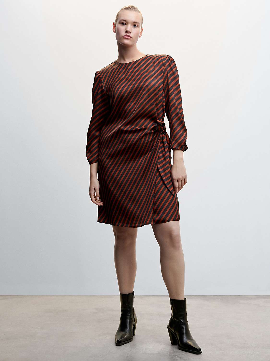 Buy Mango Stripe Tie Detail Mini Dress, Copper Online at johnlewis.com