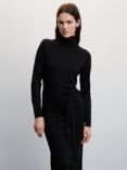 Mango Vieira Dress Roll Neck Knitted Midi Dress, Black