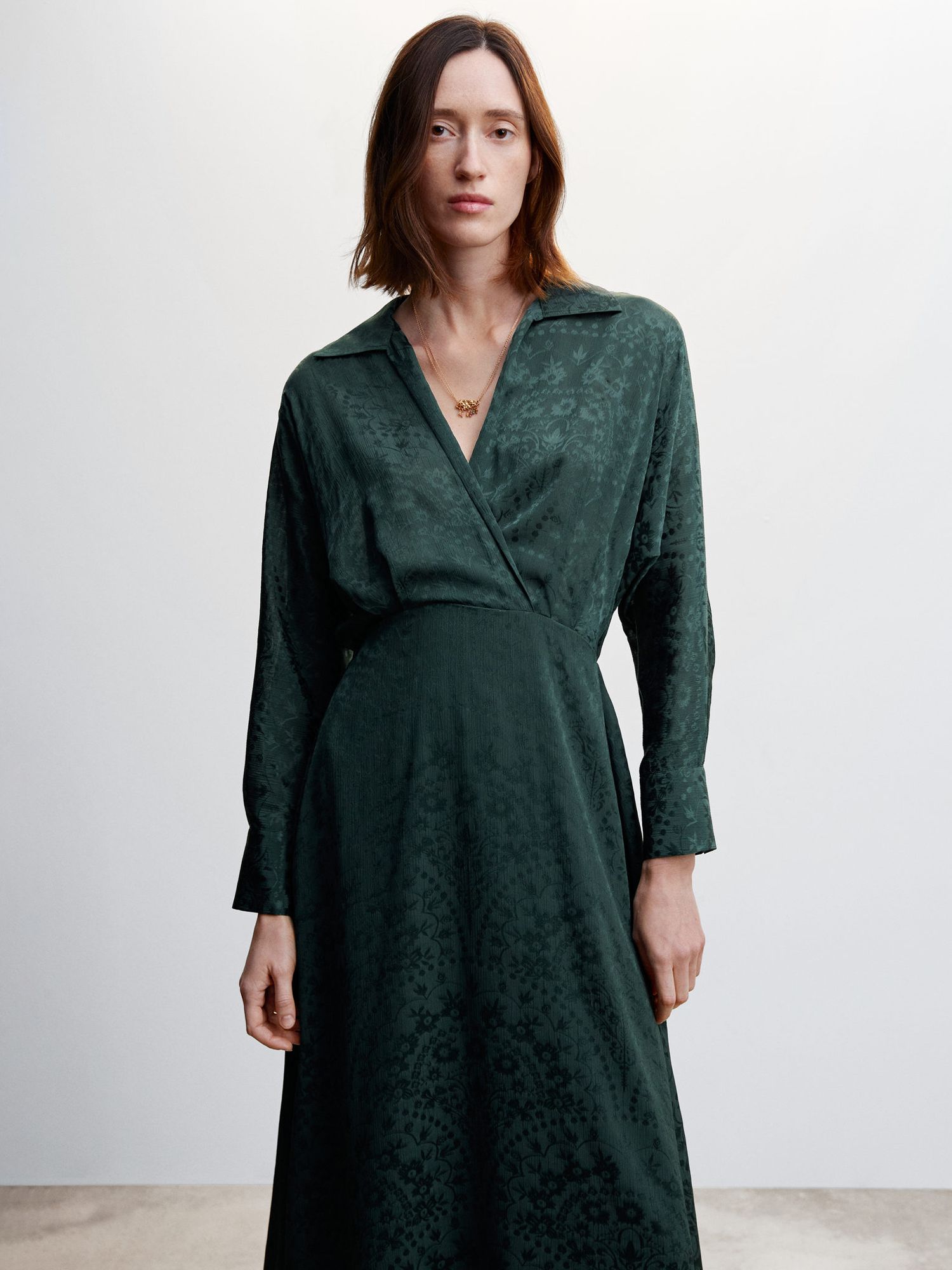 Mango Jack-A Jacquard Dress, Green at John Lewis & Partners