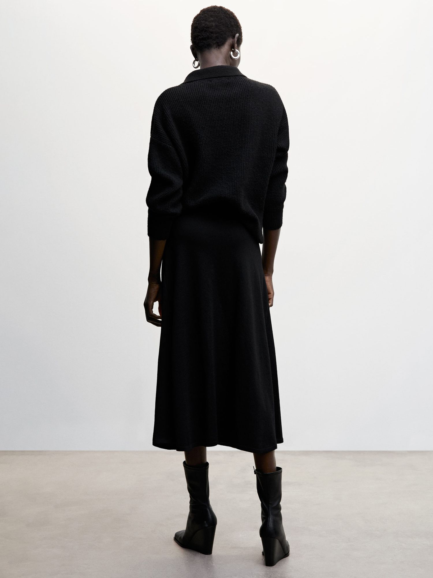 Mango Becky Midi Skirt, Black at John Lewis & Partners