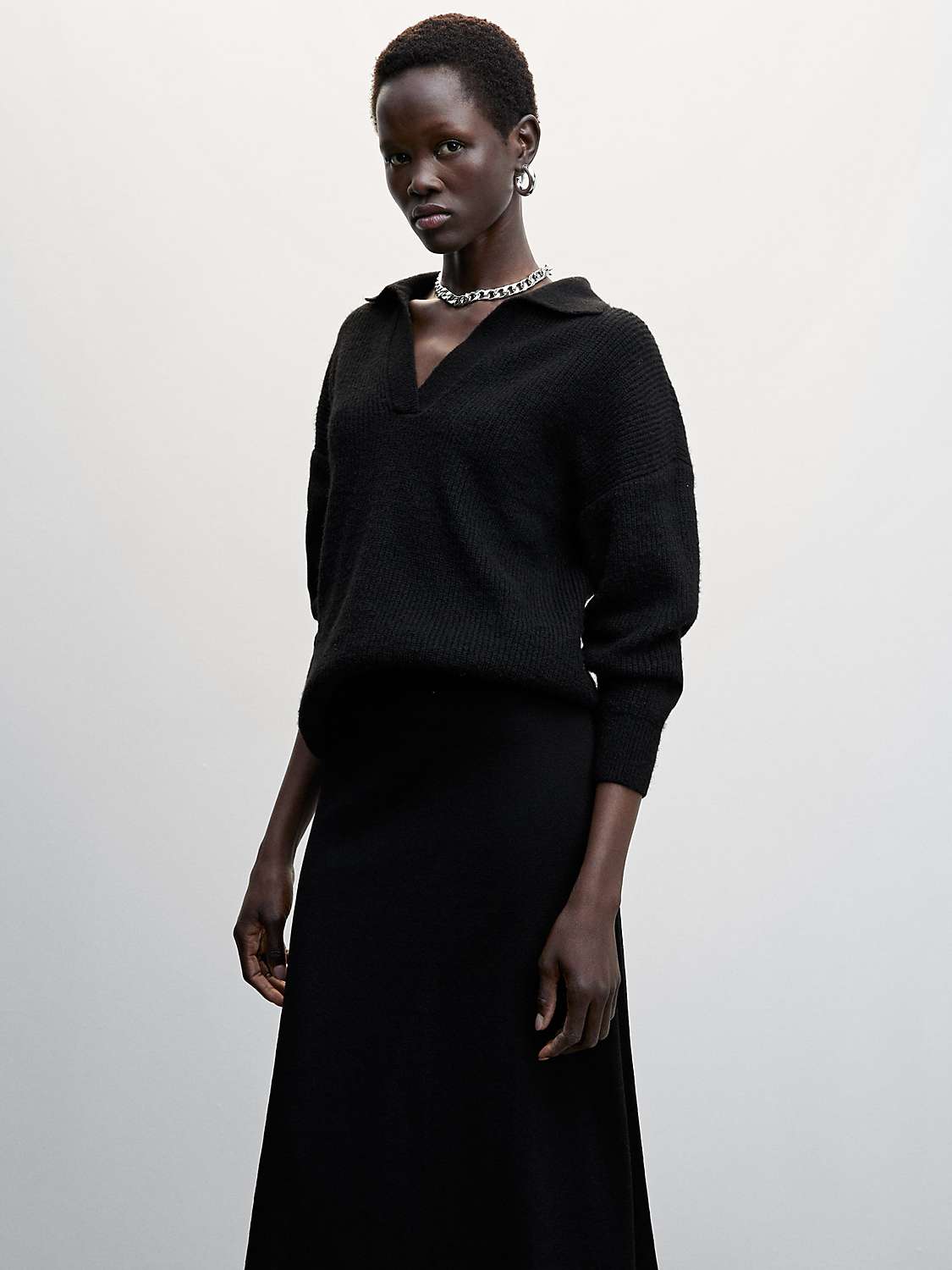 Mango Becky Midi Skirt, Black at John Lewis & Partners