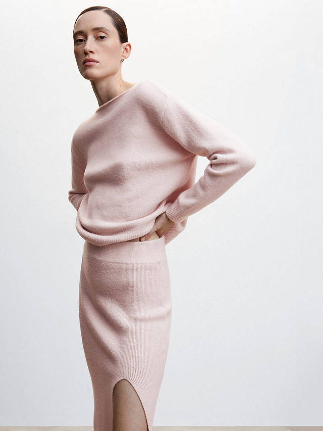 Mango Kylie Wool Blend Skirt, Pastel Pink