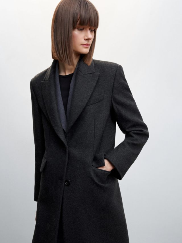 Mango Wool Blend Tailored Coat, Dark Grey, XXS