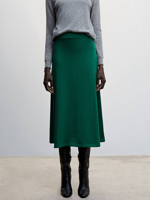 Mango Becky Midi Skirt, Green at John Lewis & Partners