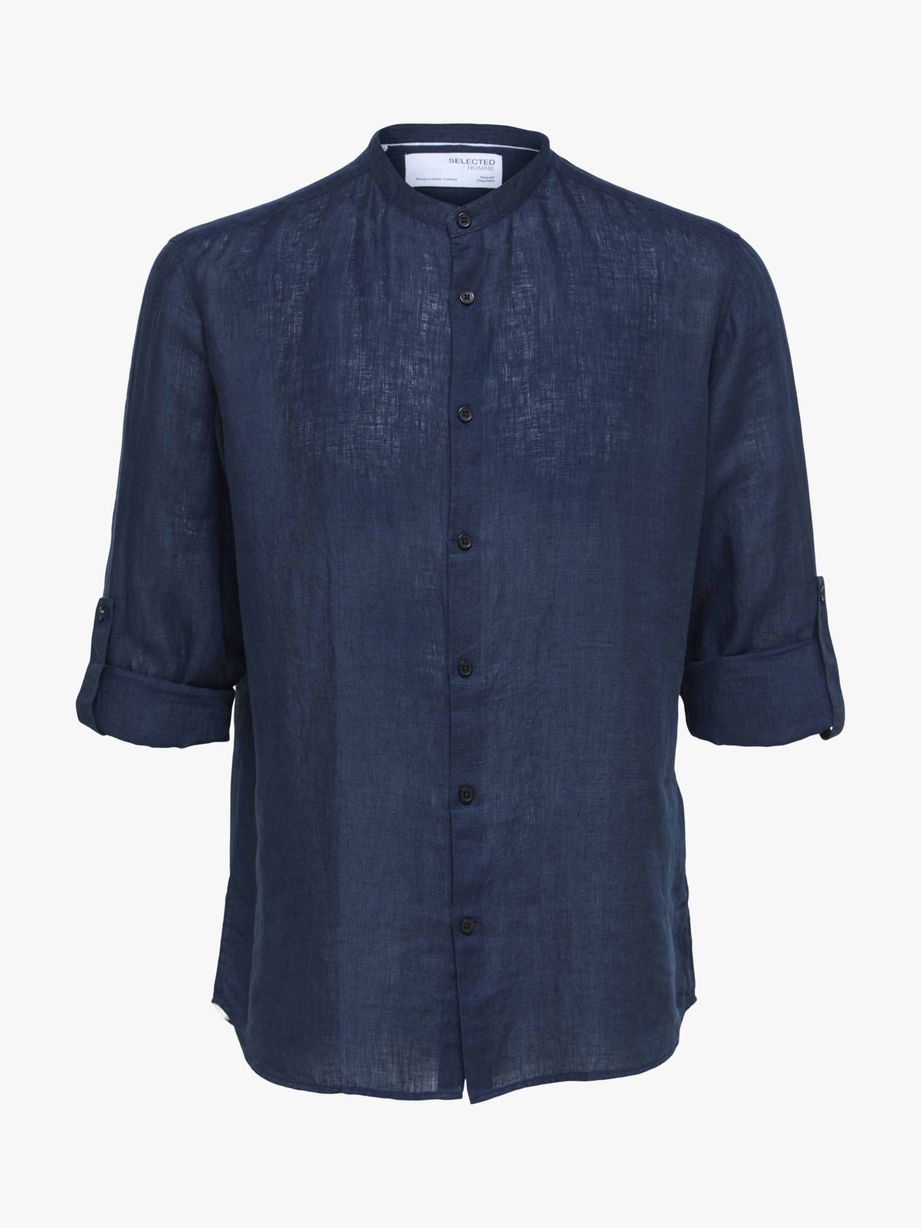 SELECTED HOMME Grandad Collar Linen Shirt