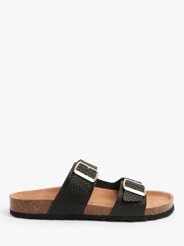 Black buckle footbed outlet sandals