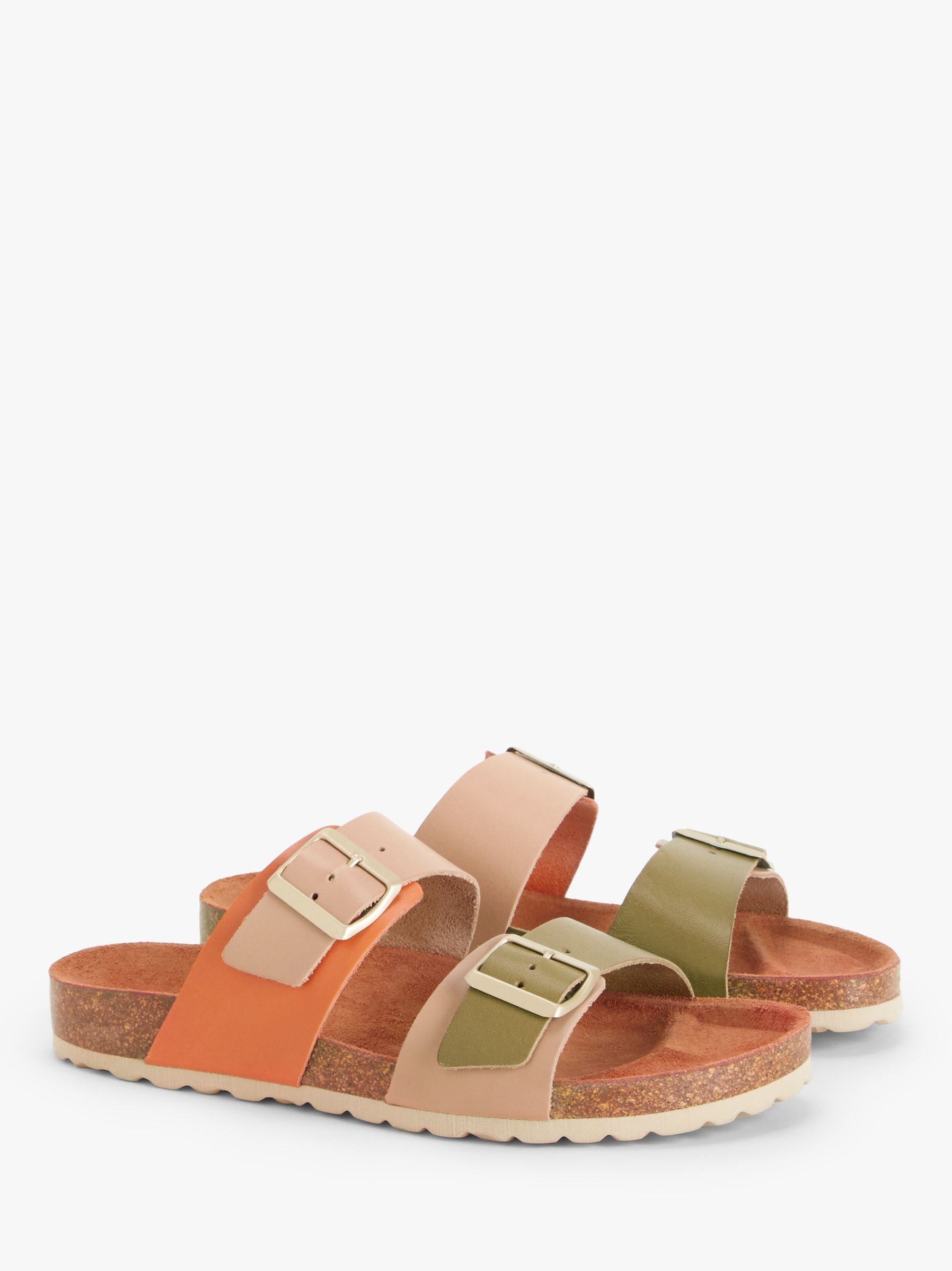 John Lewis Lolly Leather Sandals, Beige/Multi, 8