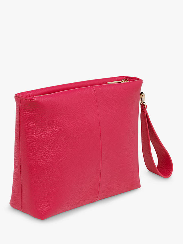 Whistles Avah Zip Top Leather Clutch Bag, Pink