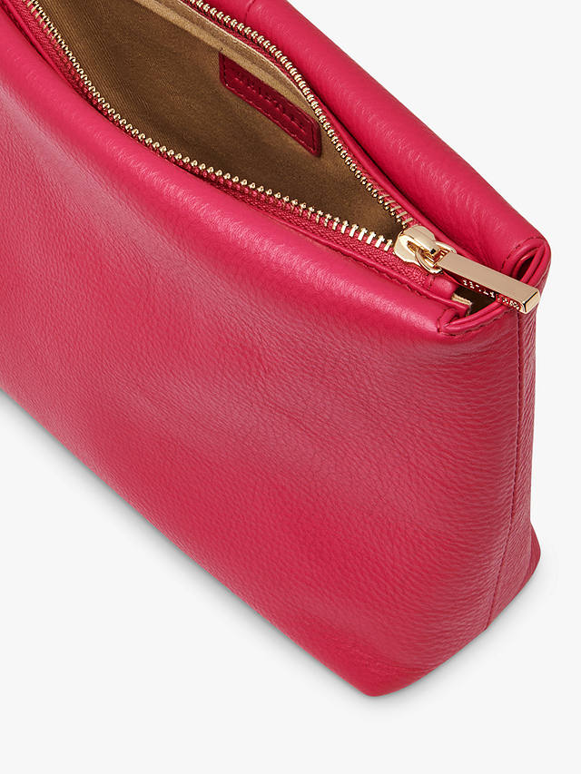 Whistles Avah Zip Top Leather Clutch Bag, Pink