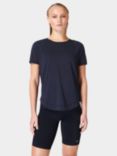 Sweaty Betty Breathe Easy Short Sleeve Gym Top, Navy Blue