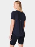 Sweaty Betty Breathe Easy Short Sleeve Gym Top, Navy Blue