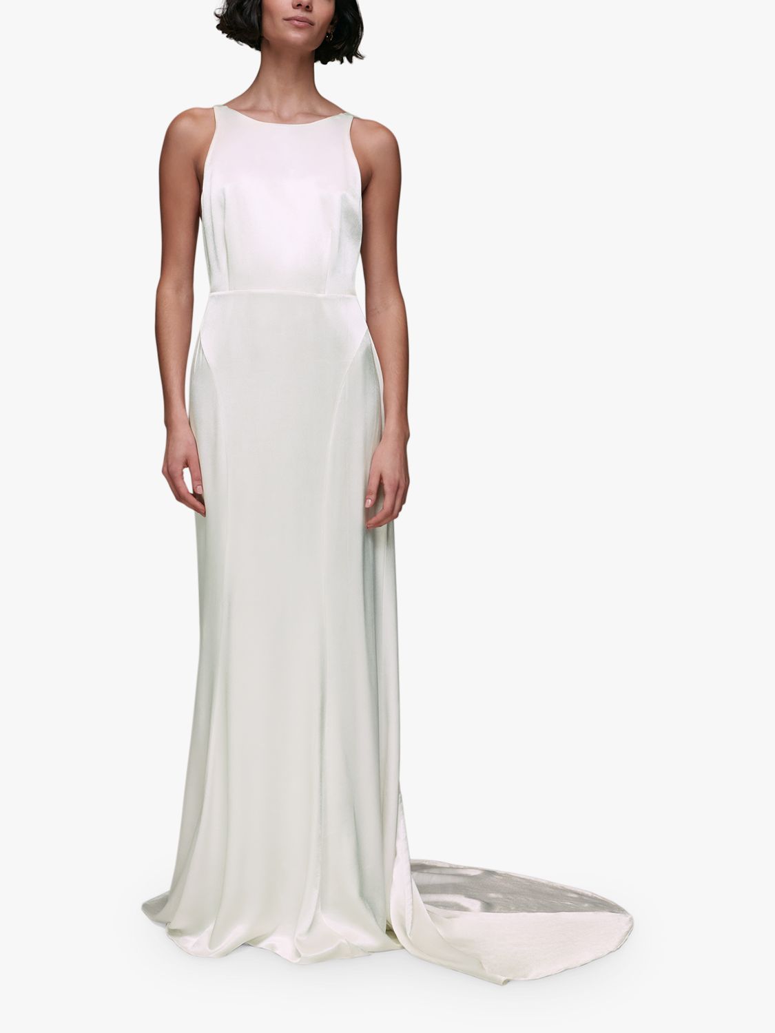 Whistles Lina Satin Wedding Dress, Ivory/Multi at John Lewis & Partners