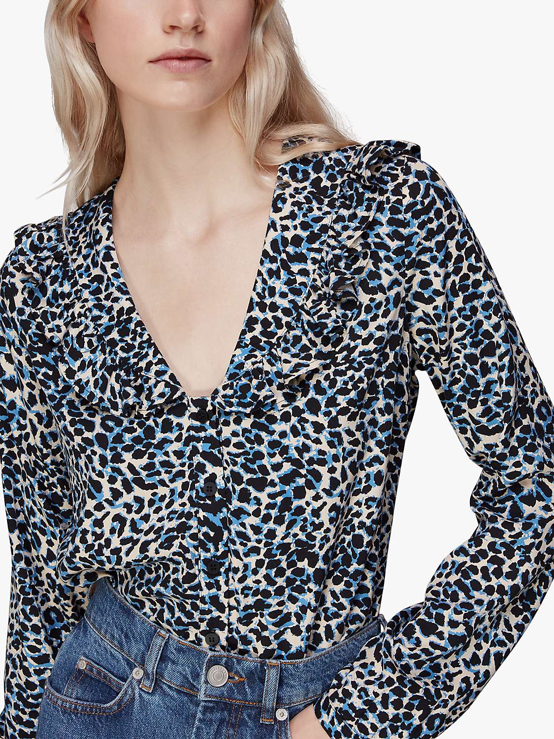 Buy Whistles Abstract Cheetah Lenny Collar Blouse, Multicolour Online at johnlewis.com