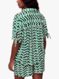 Whistles Chevron Tie Sleeve Beach Shirt, Green/Multi