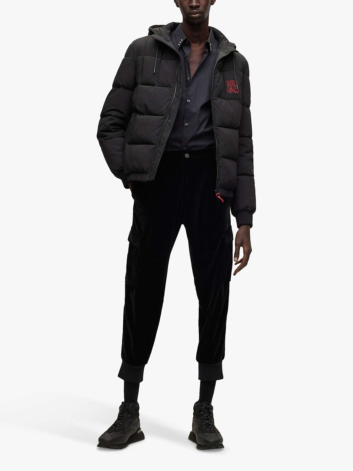 HUGO Balin Puffer Jacket, Black at John Lewis & Partners