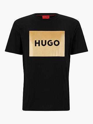 HUGO Dulive Metallic Logo T-Shirt, Black/Gold