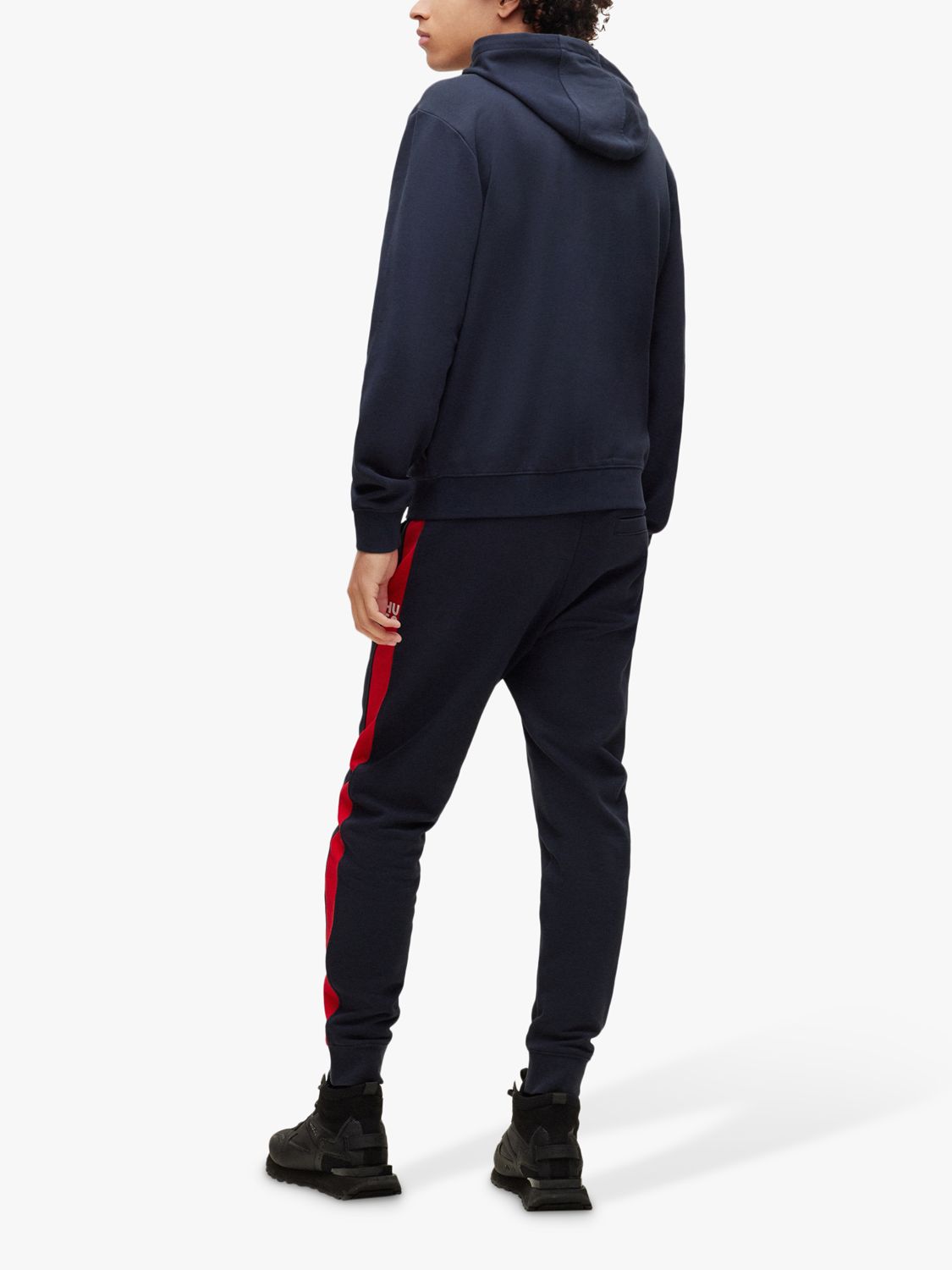 HUGO Striped Cotton Terry Tracksuit Top, Dark Blue at John Lewis & Partners