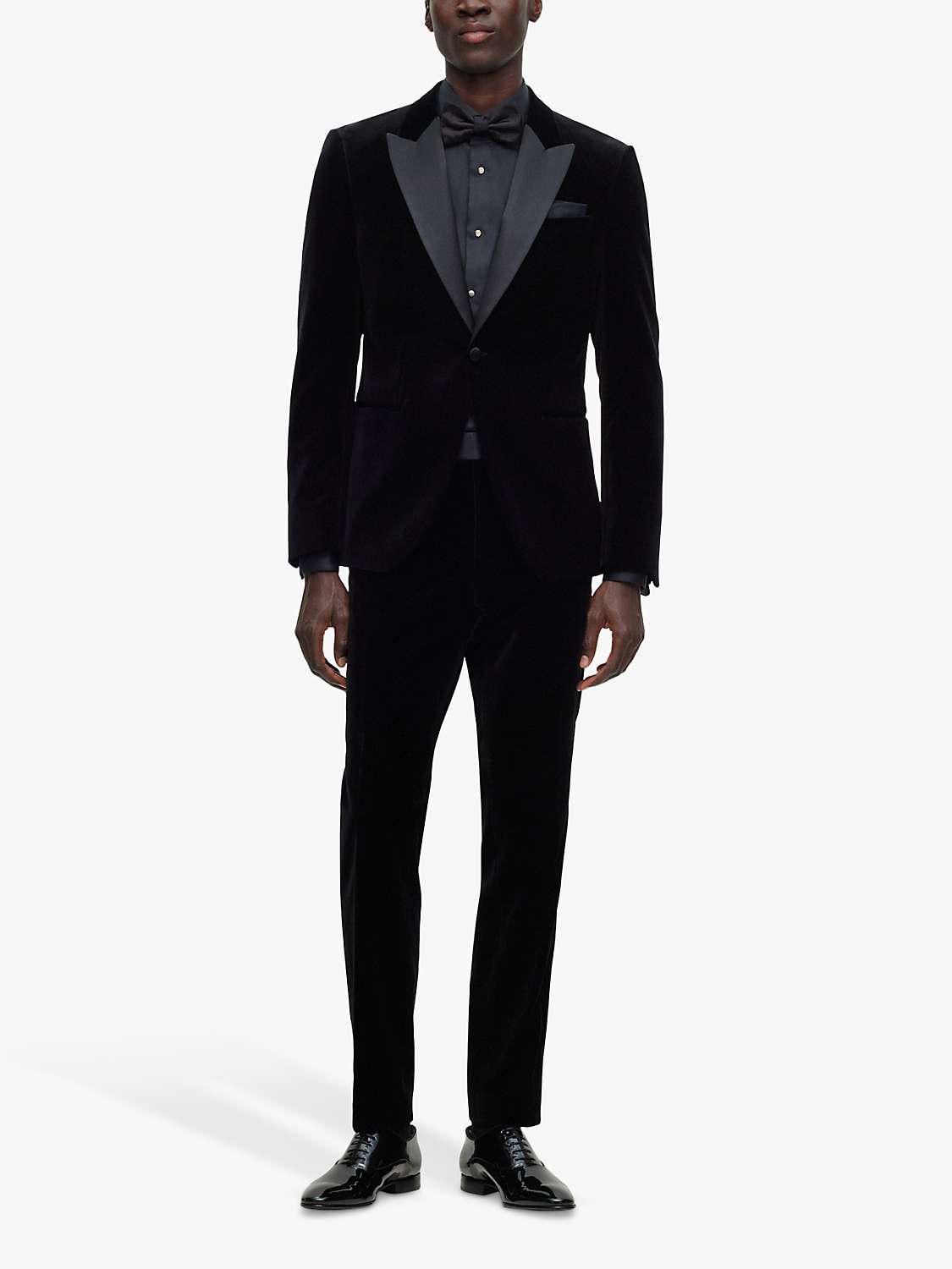 BOSS Hutson Slim Fit Tuxedo Jacket, Black at John Lewis & Partners
