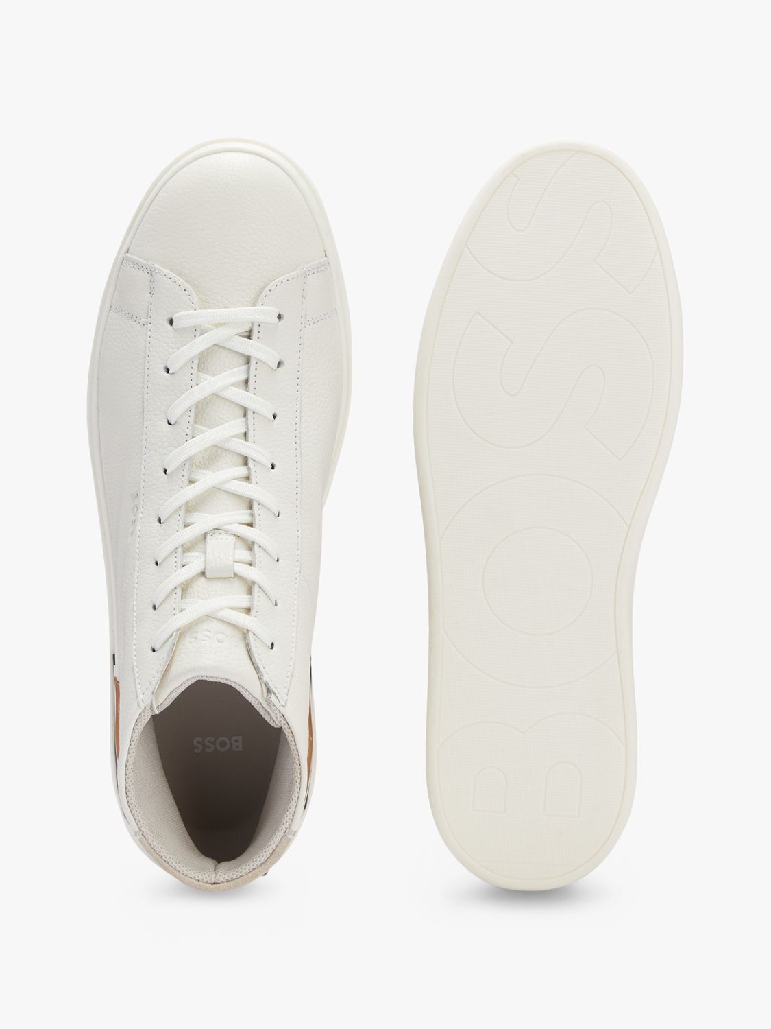 BOSS Clint Hito High-Top Trainers, White at John Lewis & Partners
