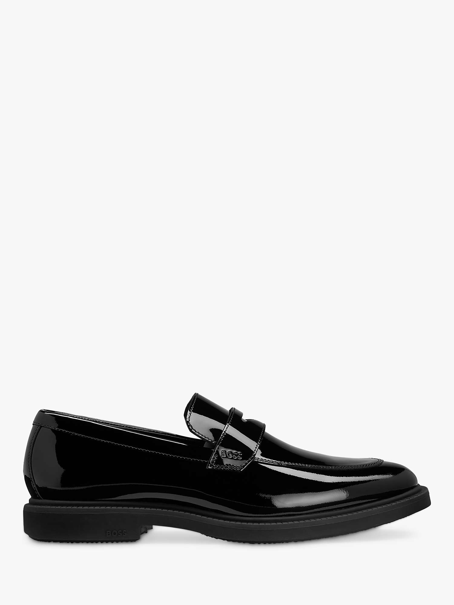 BOSS Larry Penny Leather Loafers, Black at John Lewis & Partners