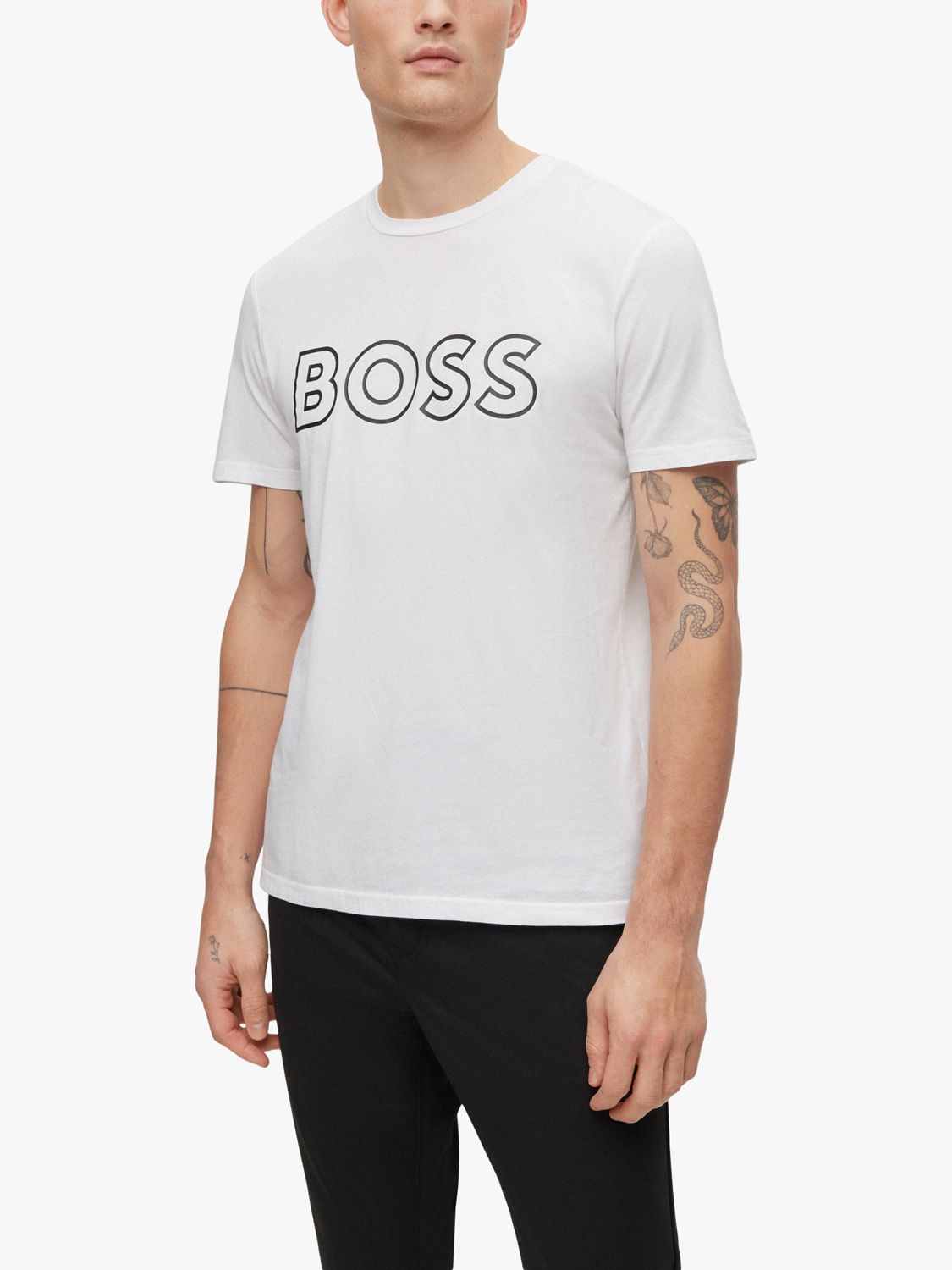 BOSS Teebox 5 Logo T-Shirt, Pack of 2, Black/White at John Lewis & Partners
